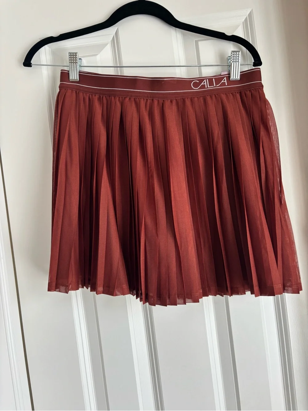 CALIA by Carrie Underwood Rust Red Pleated Skater Skirt - Picture 1 of 4
